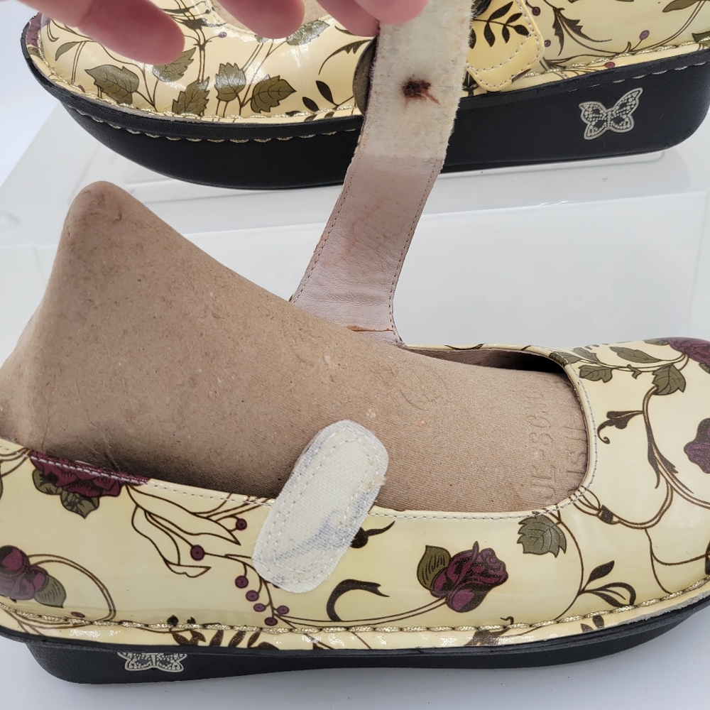 Alegria Paloma White Rose Mary Jane Flats Europe Size 38/8-8.5 Leather Upper - Picture 5 of 10